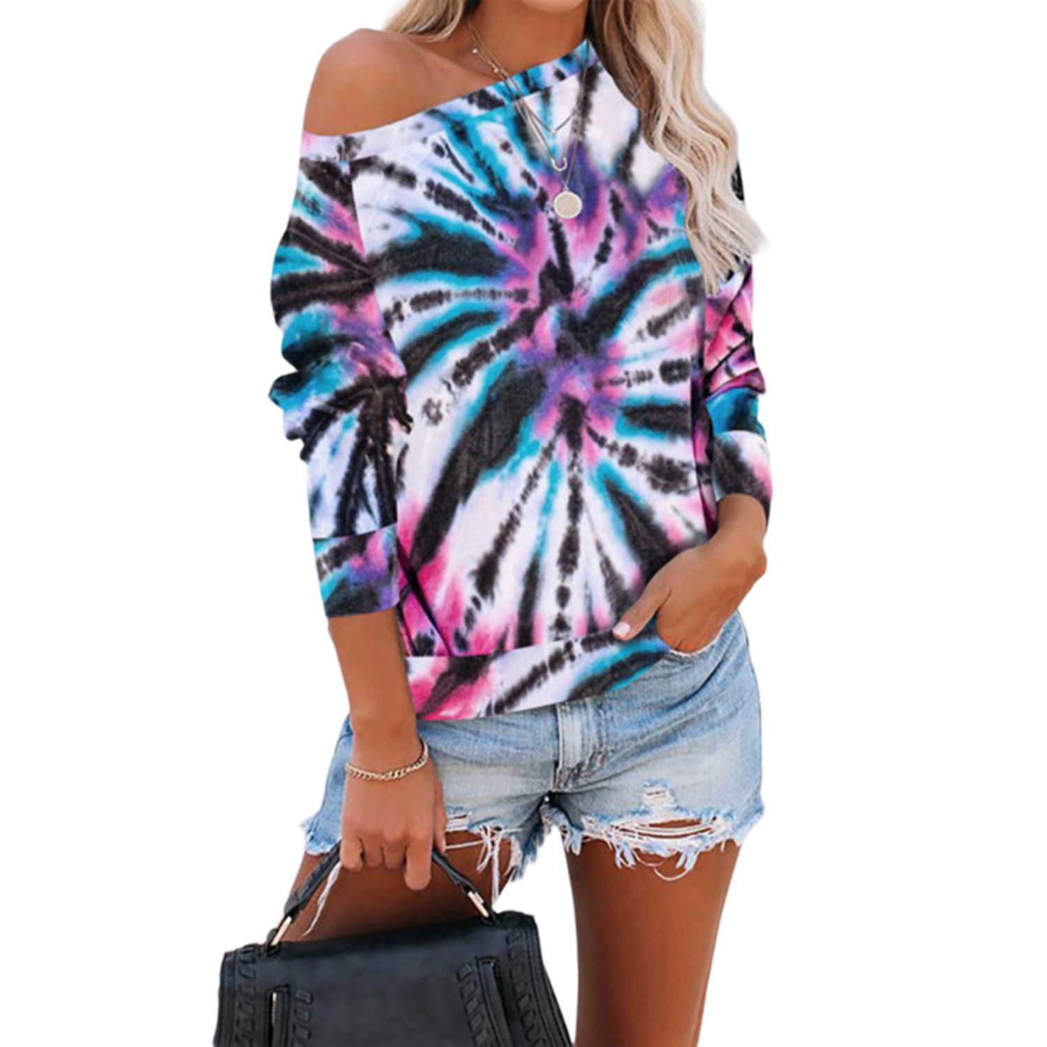 New Women Fashion Long Sleeve Print T-shirt Casual Loose Tops for Shopping Daily Wear