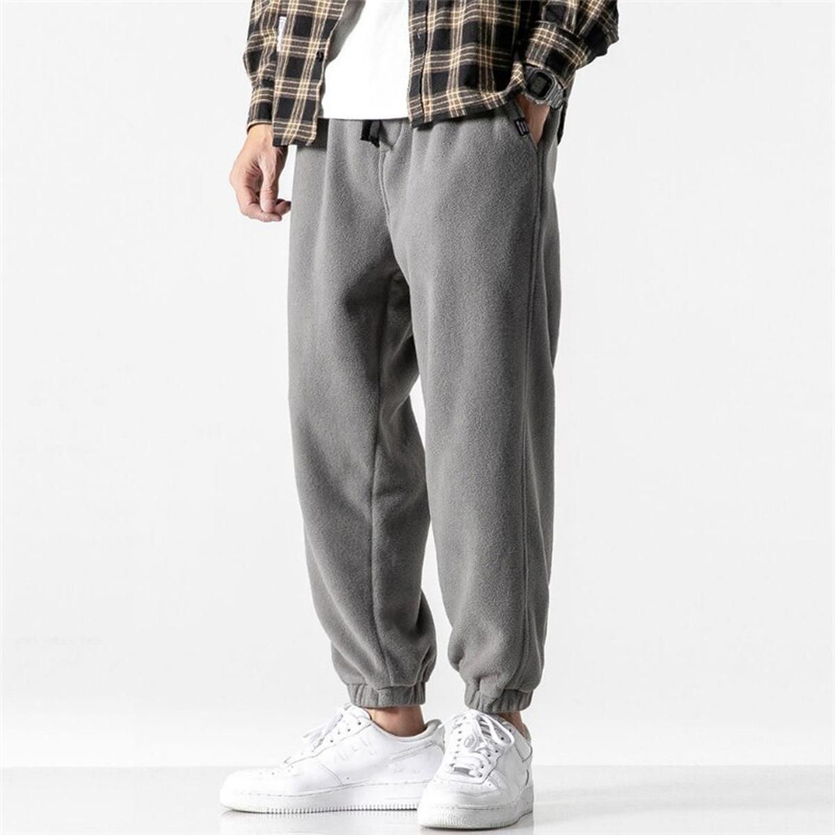 Fashion Fleece Autumn Winter Warm Sweatpants Loose Jogging Pants Men  Male Outdoor Straight Trousers Pantalon Hommes