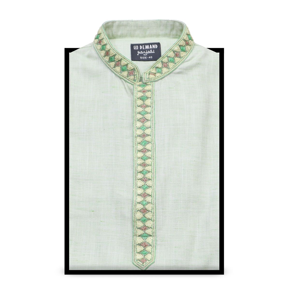 Demand  Embroidered Light Lemon Color Khadi Cotton Stylish Executive Panjabi