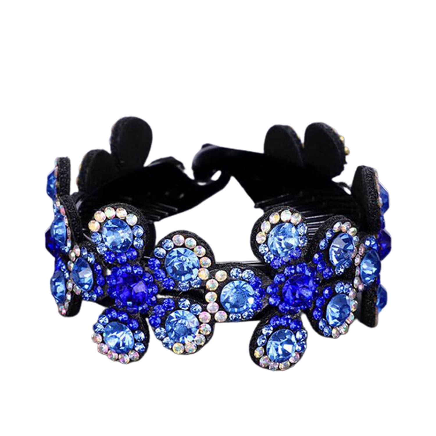 Ponytail Hair Clip Dense Tooth Rhinestone Flower Shape Hair Claw