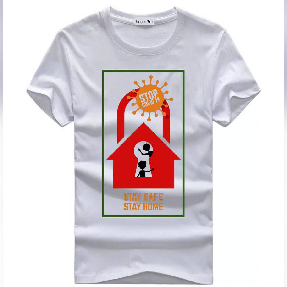 STAY HOME Half Sleeve T-Shirt for Men-Jersey Fabrics
