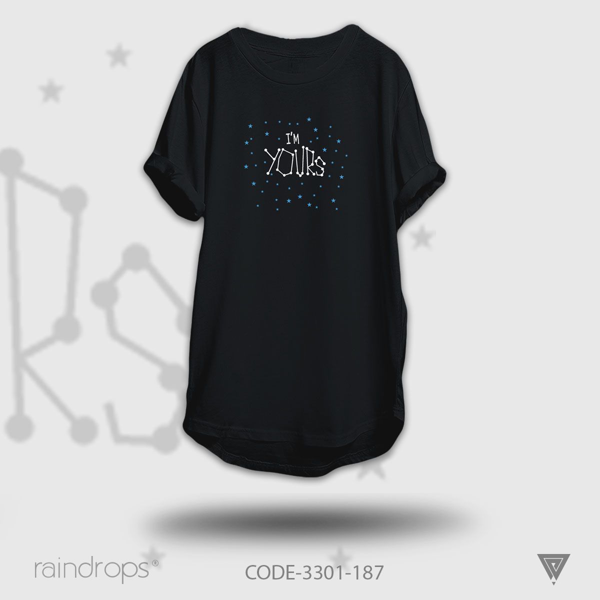 Raindrops Premium T-shirt I Am Yours Designed Half Sleeve Black T-shirt For Woman