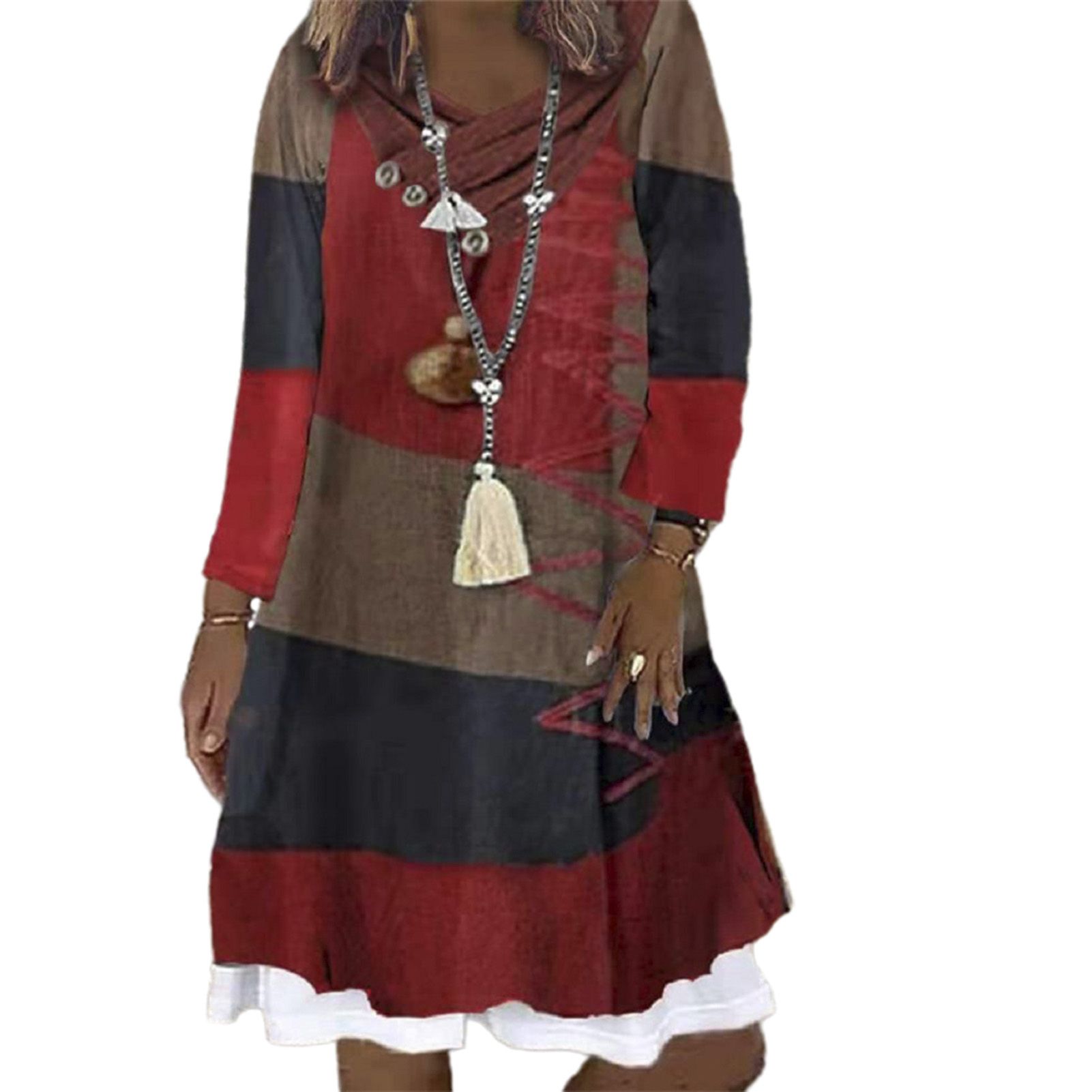 Party Dress Vintage Print Loose-fitting Elegantni Dress