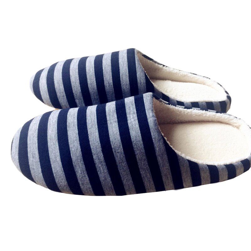 Women House Shoes Soft Striped Indoor Mute Cotton Slippers Non-Slip Slippers Warm Plush Uni Home Floor Slipper Comfortab
