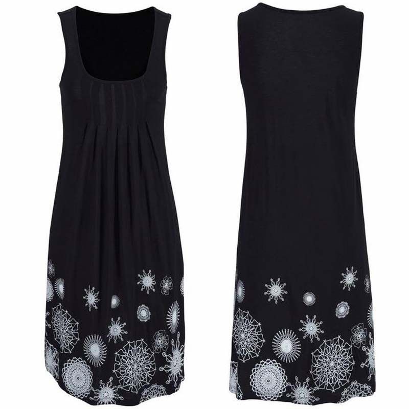 Dress Women Summer supply summer European American new sleeveless round collar locating printing Dresses Casual Vestidos CFFD722