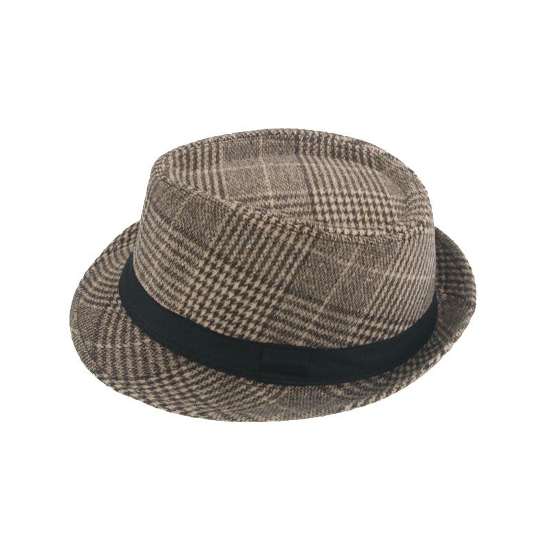 Men Caps Fedora Solid Plaid Classic Dress Casual Fedora Hat Jazz Panama Outdoor New 2021 Women's Hat Black SombrDe Mujer