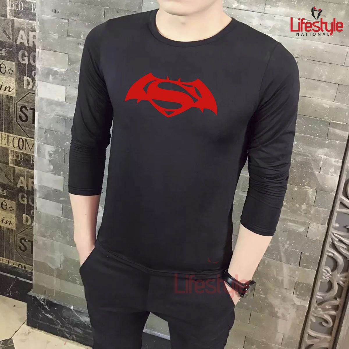 Black Color Men's Full Sleeve T-Shirt By Lifestyle National- Code- LN4983T