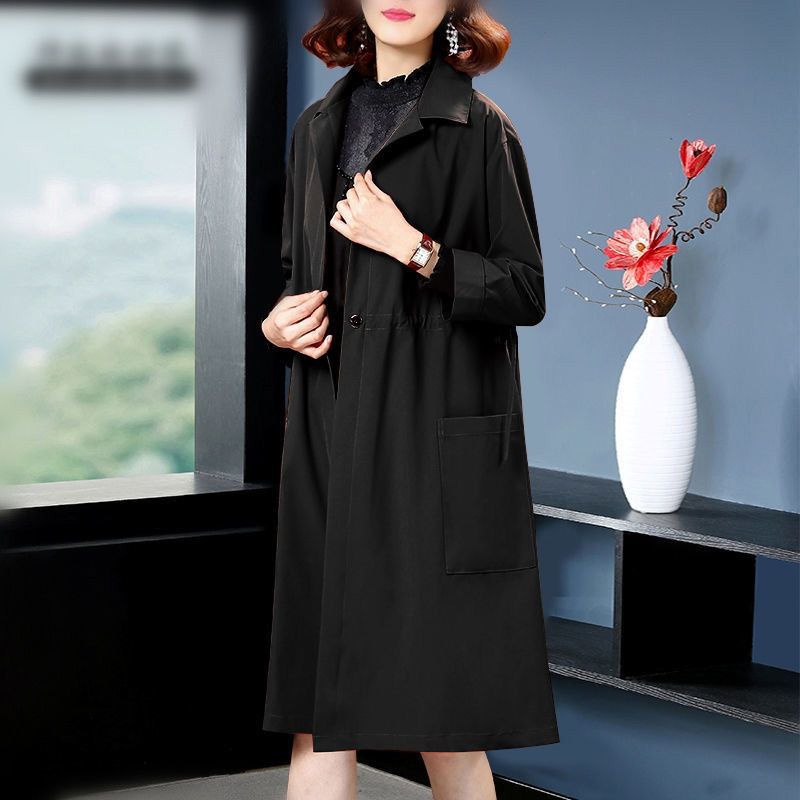 Large Size Women's Windbreaker Overcoat Spring Autumn Coats New Mid-Length Loose Elegant Female Trench Coat Outerwear