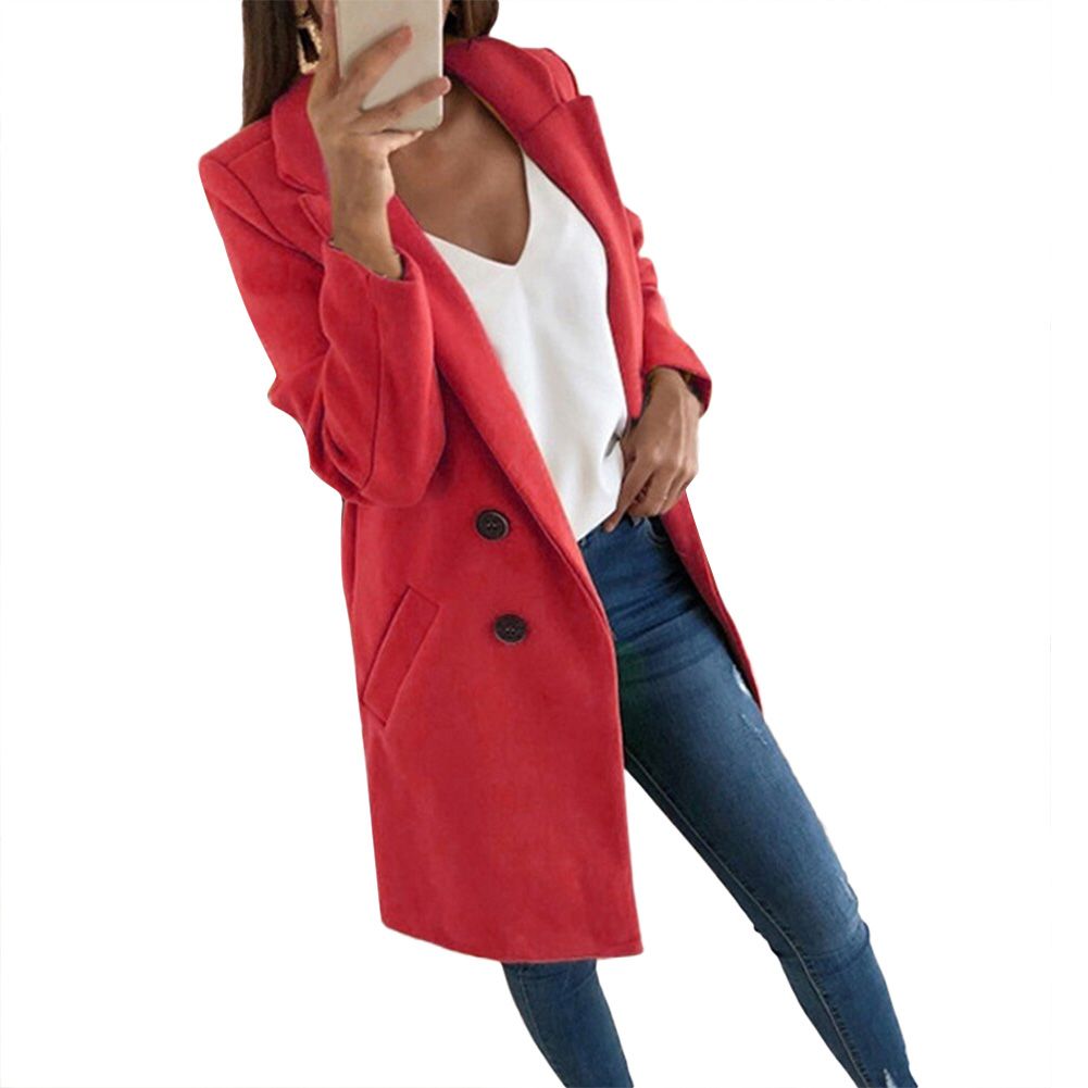 Autumn Winter Women Solid Color Long Cardigan Warm Overcoat Blazer Jacket Coat