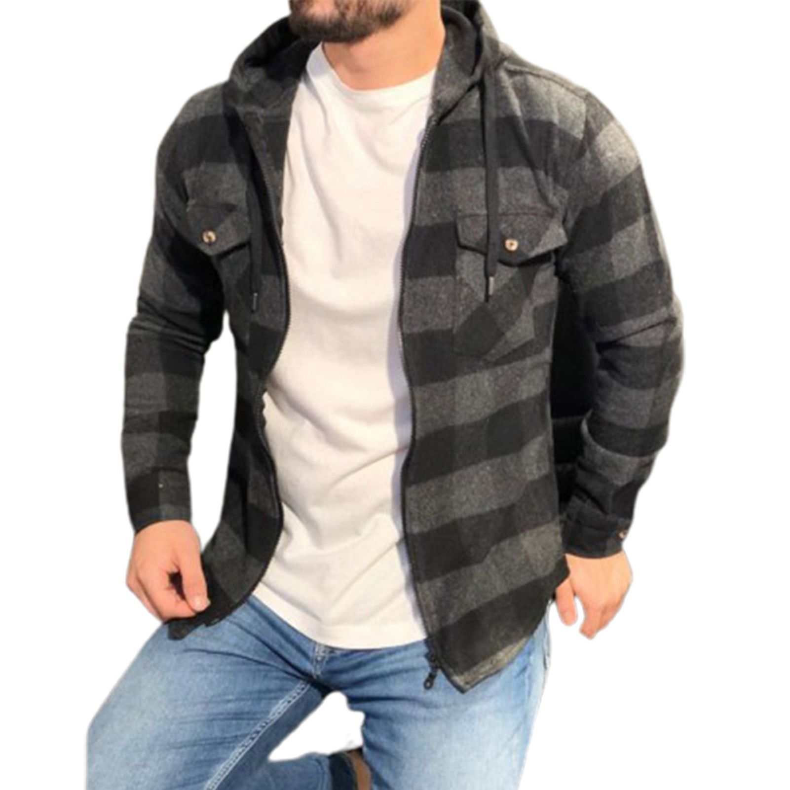 Spg Shirt Plaid Zipper Spg Shirt