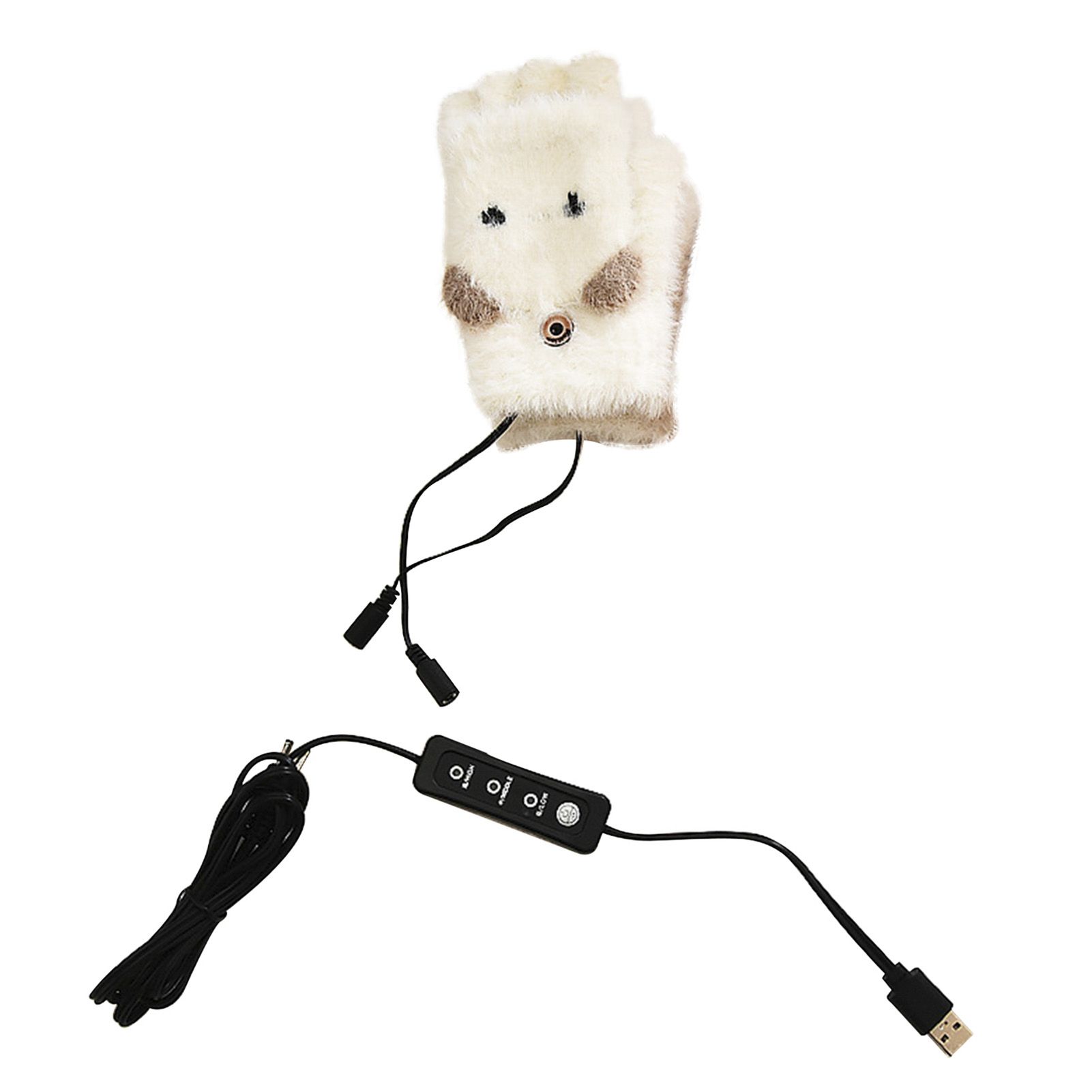 Electric Gloves Anti Skid Adorable Fluffy Cat Print Heating Gloves