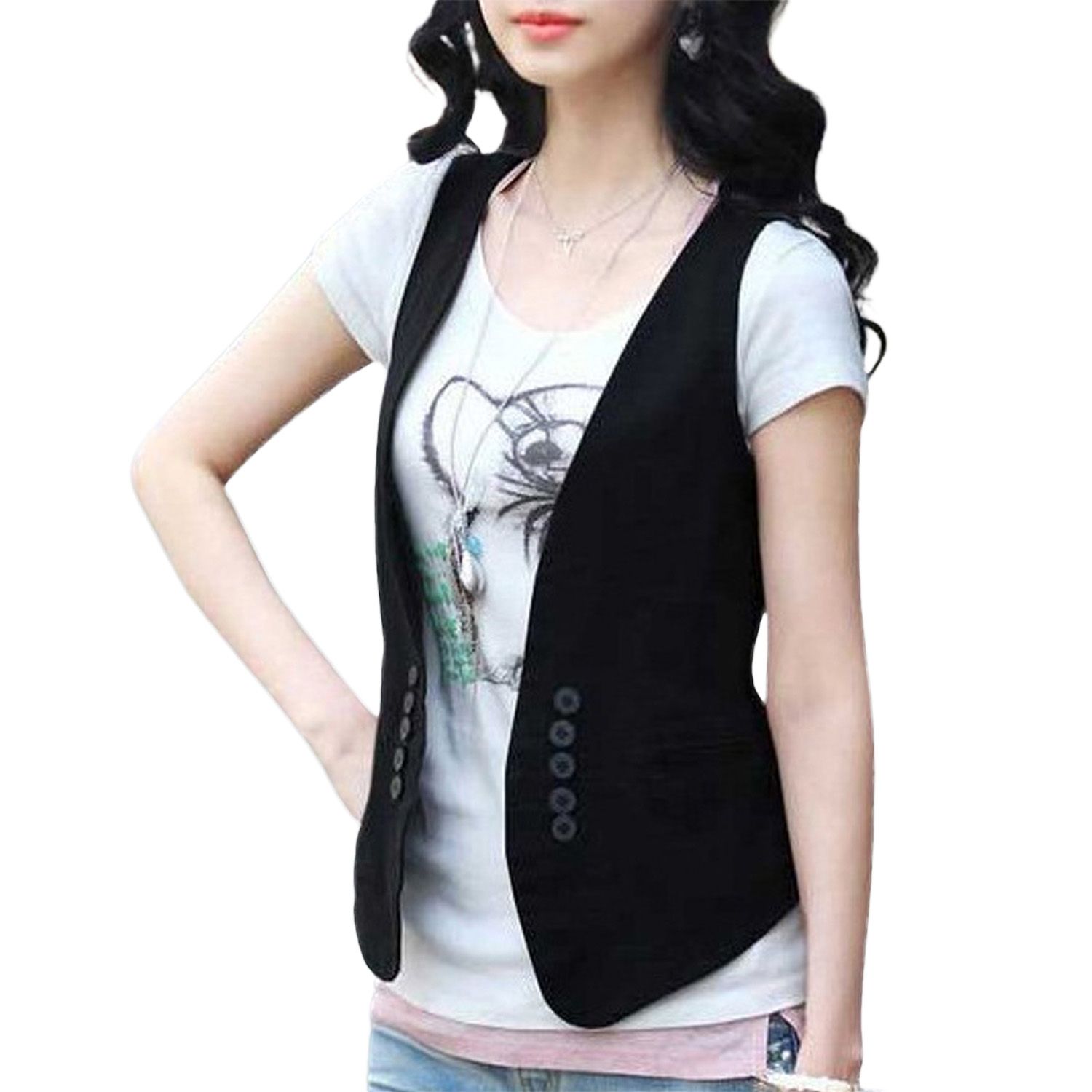 Women Vest Comforle Cardigan Style Suit Vest