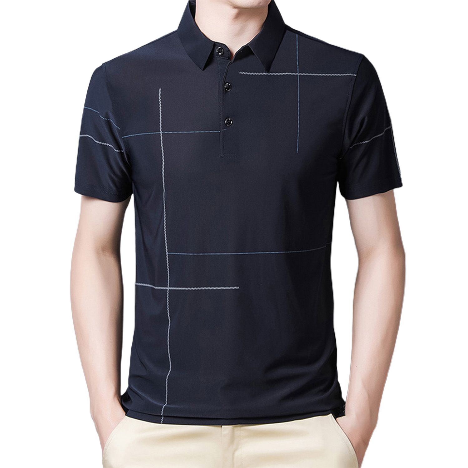 Shirt Soft Comfortable Wearing Turn Down Collar Fashion Men Lapel T-shirt for Daily Life
