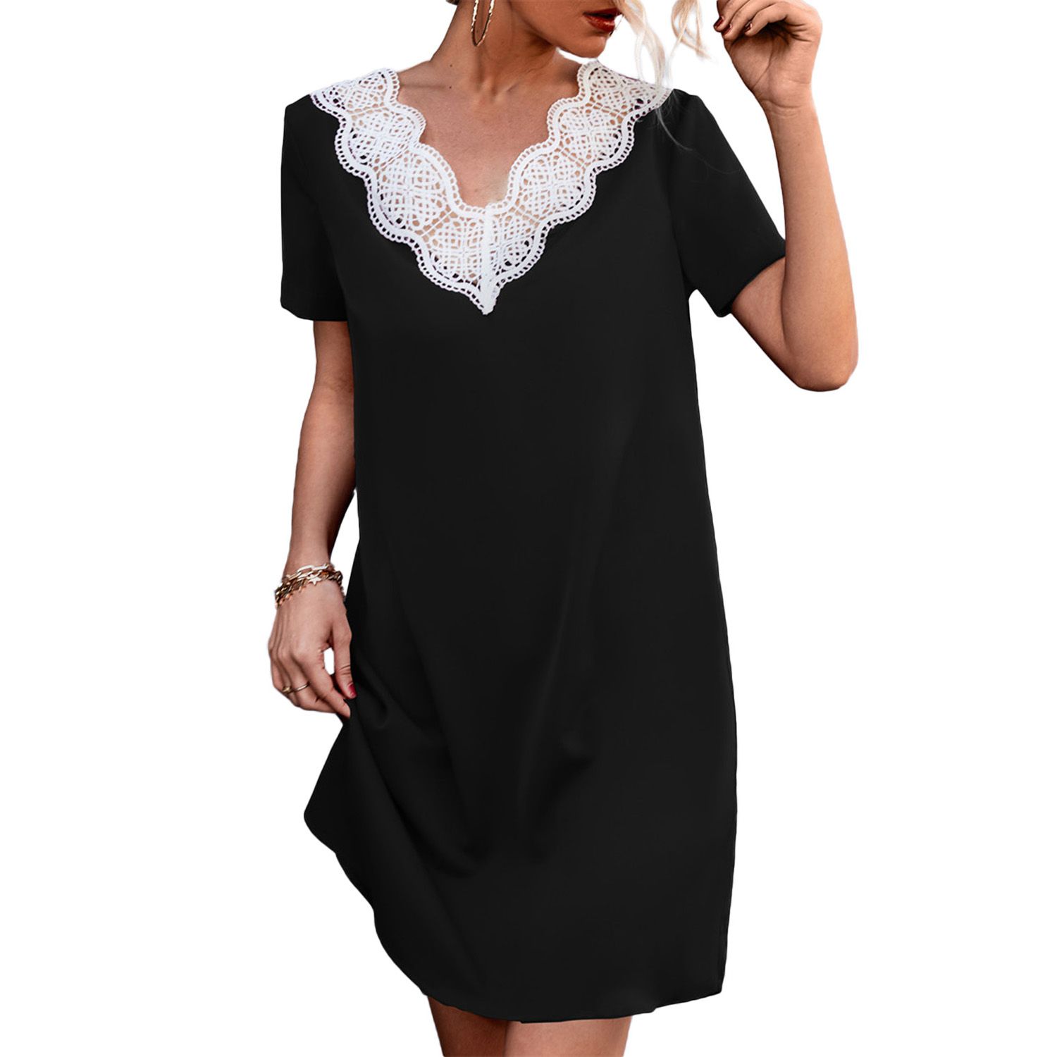 Ladies Dress All-match Solid Colorni Dress