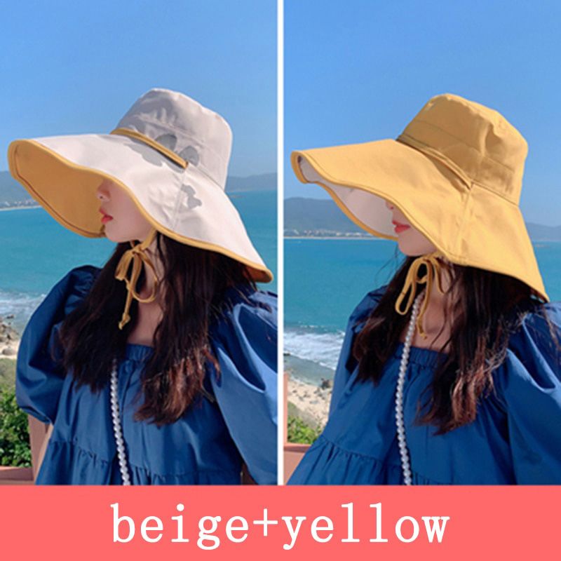 Summer Big Brim Sun Hat For Female Beach Sun Anti-UV Sunhat Printing Fisherman Hat Outdoor Chapeau Girl Visor Cap
