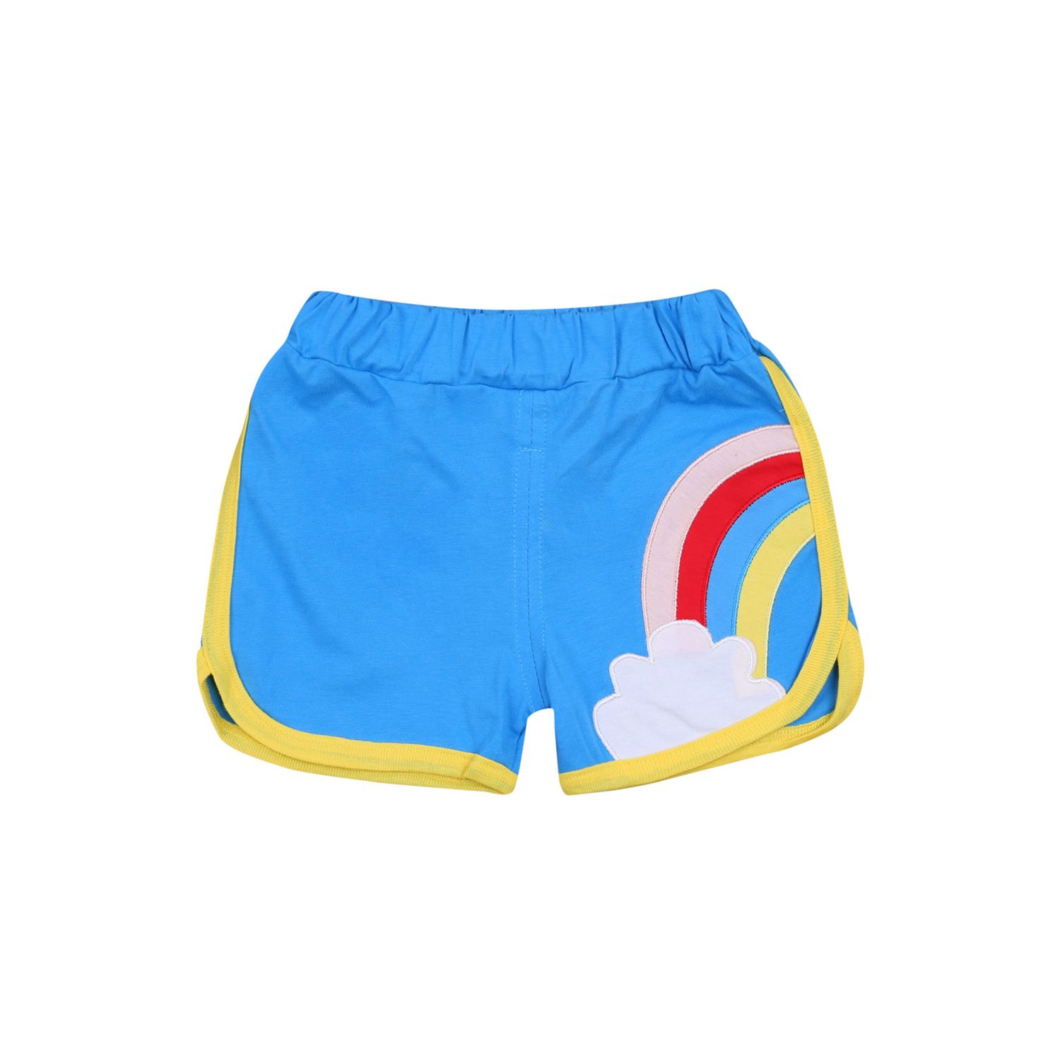 Children's Fashionable Cute Rainbow Print Casual Shorts, Cotton Mid-waist Loose Sports Trousers, Daily Life