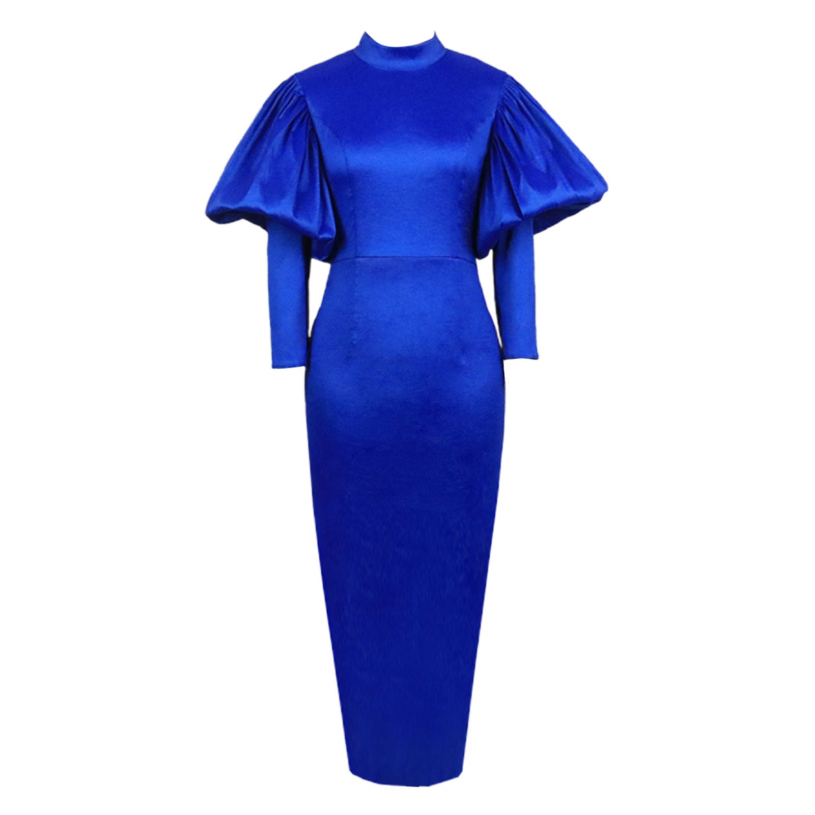 Dress Lantern Sleeve Crew Neck Waist Tight Dress
