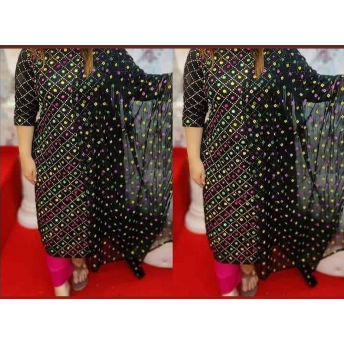 Karchupi Unstitched Skin Print Cotton Three Pieces Shalwar Kamiz Dress - 3 Piece
