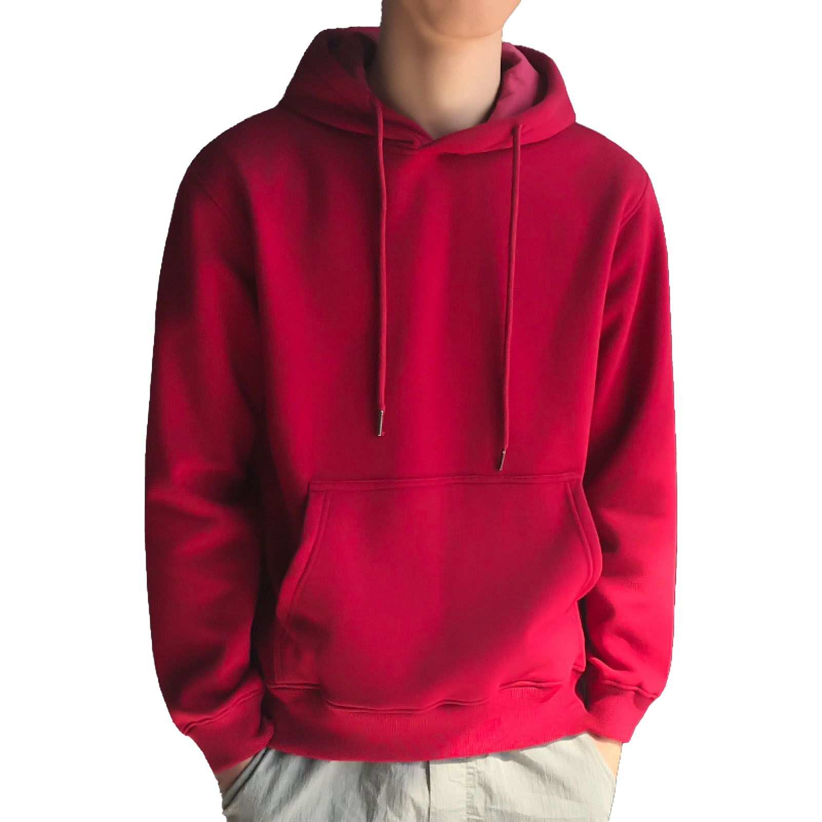 Men Sweatshirt Solid Color Pure Color Drawstring Sweatshirt