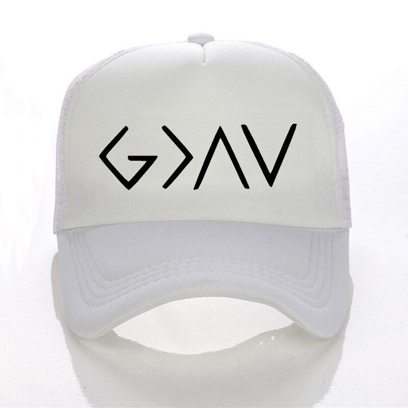 Men's God Is Greater symbols print Christian God Specific Symbols Band Male Fashion Mesh trucker Caps