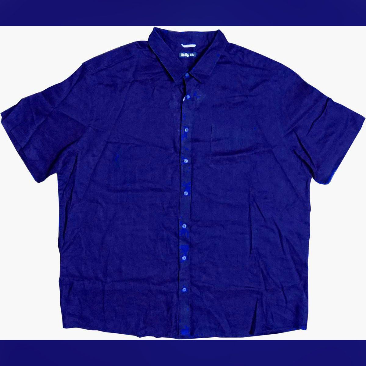 Men's Classic Fit Short Sleeve Linen Shirt, Size- 4XL