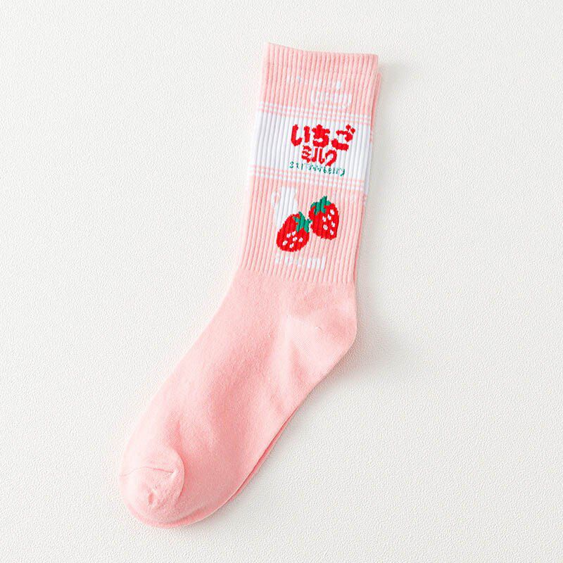 Creative High Quality Fashion Harajuku Kawaii Cartoon Happy Socks Women milk Food Strawberry Animal Print Funny Socks Cute Sock