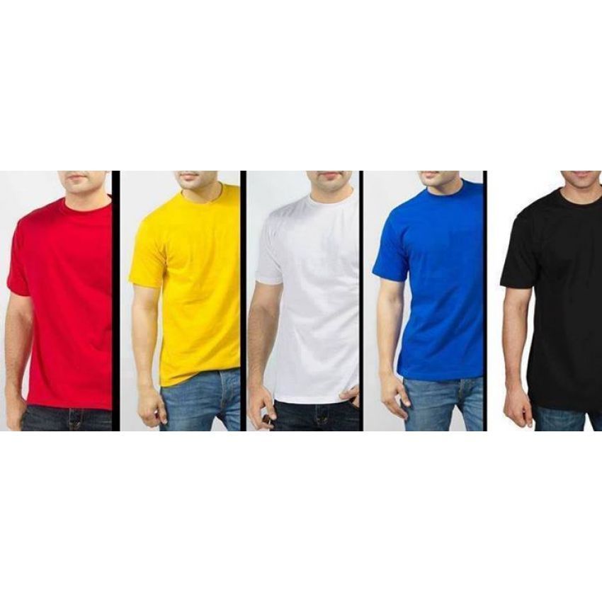 Bundle of 5 Color Summer Comfortable Cotton T-Shirts for Men