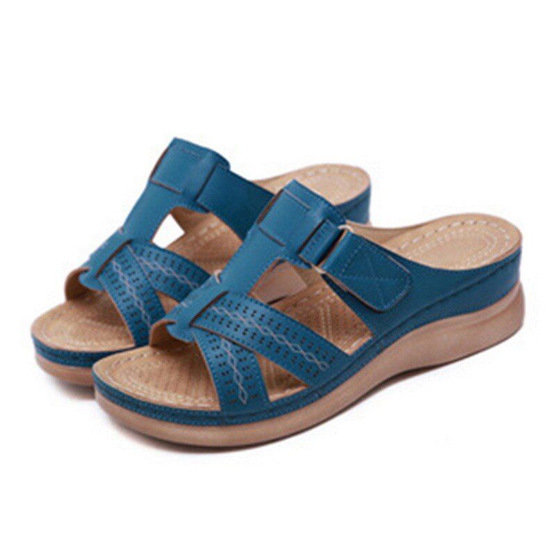 Summer Women Wedge Sandals Premium Orthopedic Open Toe Sandals Vintage Anti-slip Leather Casual Female Platform Retro Shoes New