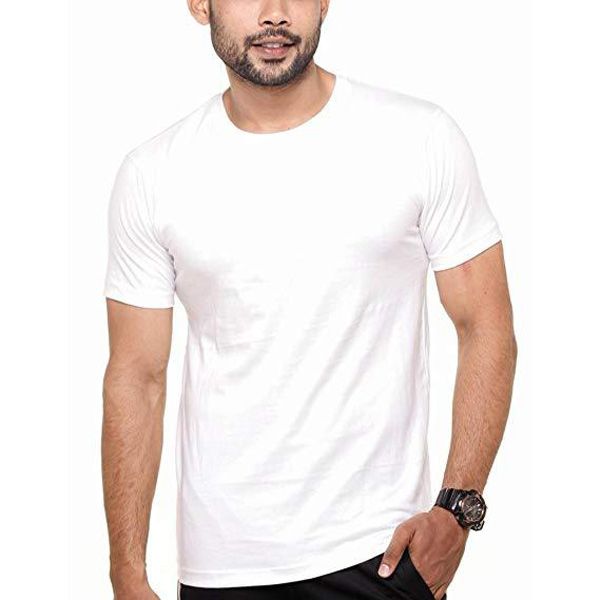 Men's Cotton Round Neck T-Shirt  -  White