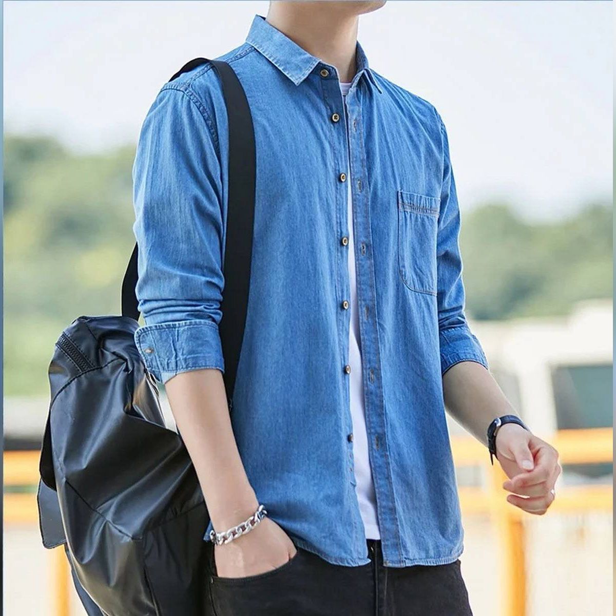 Denim Long Sleeve  Shirt for Men