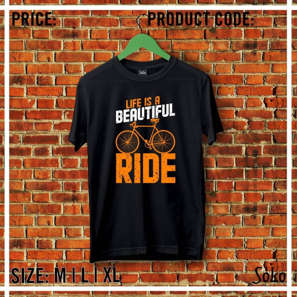 Solo Cotton Half Sleeve Trendy Casual Stylish Printed T-Shirt For Men's Style (Ride Black)