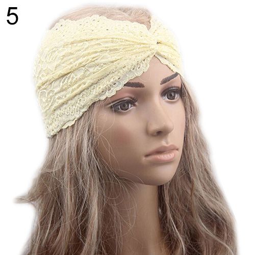 Women's Lady Pretty Twist Knot Turban Lace Headband Wrap Hair Band Pop Style