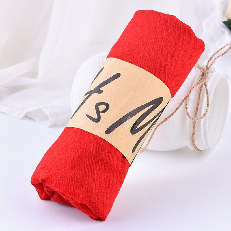 Women Solid Color Cotton Scarf Soft Linen Scarf Shawls and Wraps Candy Colored Female Foulard Muslim Head Scarves Hijab Stoles