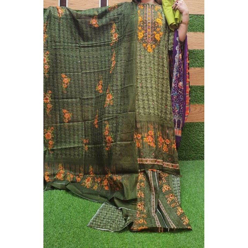 Indian VIP Butics/Butix Work Skin Print Unstitched Three Piece Party Dresses (3 Piece)