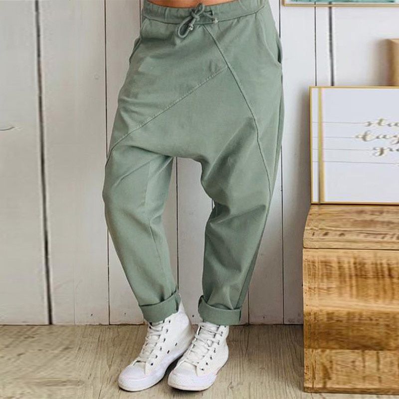 Long Trousers Women's Pants Ladies Casual Elastic Waist Baggy Pants Fashion Streetwear Drop-crotch Pantalones
