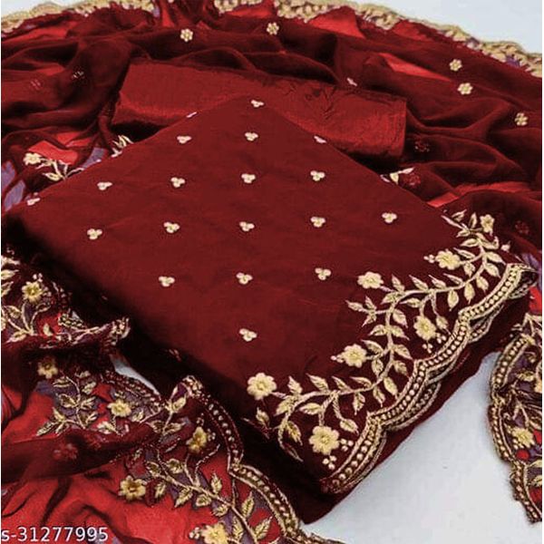 Semi-stiched Georgette Embroidery Work Free Size Exclusive Designer - Salwar kameez Suits for Women