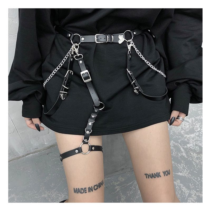Love Heart Girl Hiphop Chain Belt Women Sweet Adjustable Disco Dancing Belt Punk Style