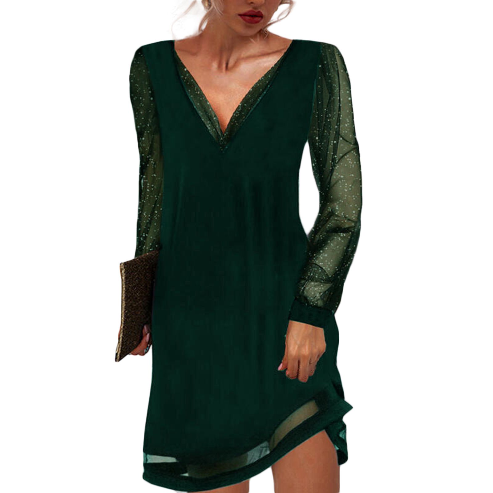 Women Dress Le Pure Color See Through Dress
