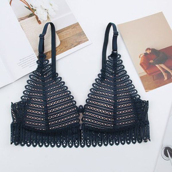 Lace Wireless Front Closure Bra Women  Lingerie Adjusted Push Up Bra Comfort Breathable Backless Bralette