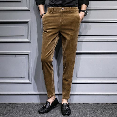 Corduroy  Man High Quality Business Suit Pants/Men's Slim Fit keep warm Warm Casual Trousers/Male British wind Droom Dress Pants