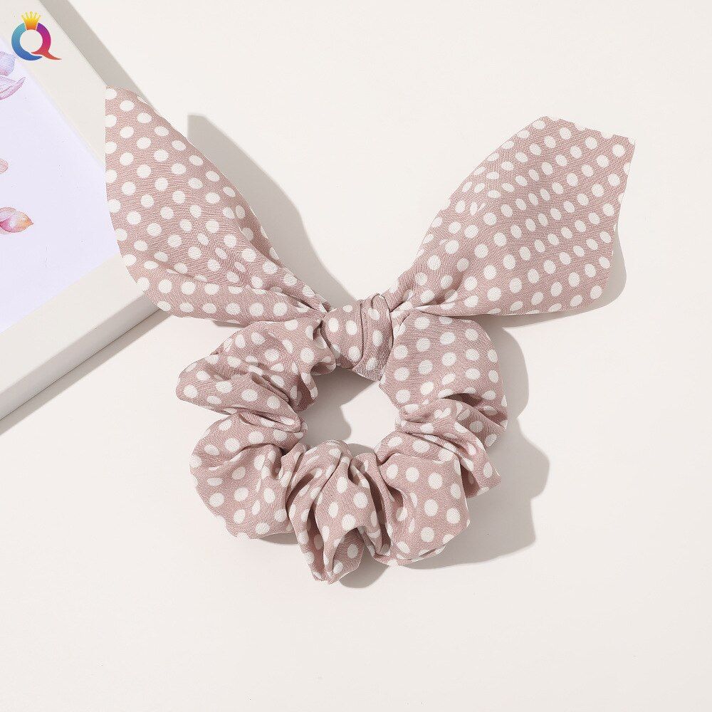 New Polka Dot Bowknot Elastic Hair Bands for Women Girls Scrunchies Headband Hair Ties Ponytail Holder Hair Accessories