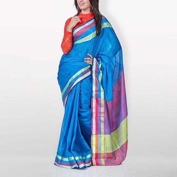 Royal Blue Tosor Silk Saree For Women