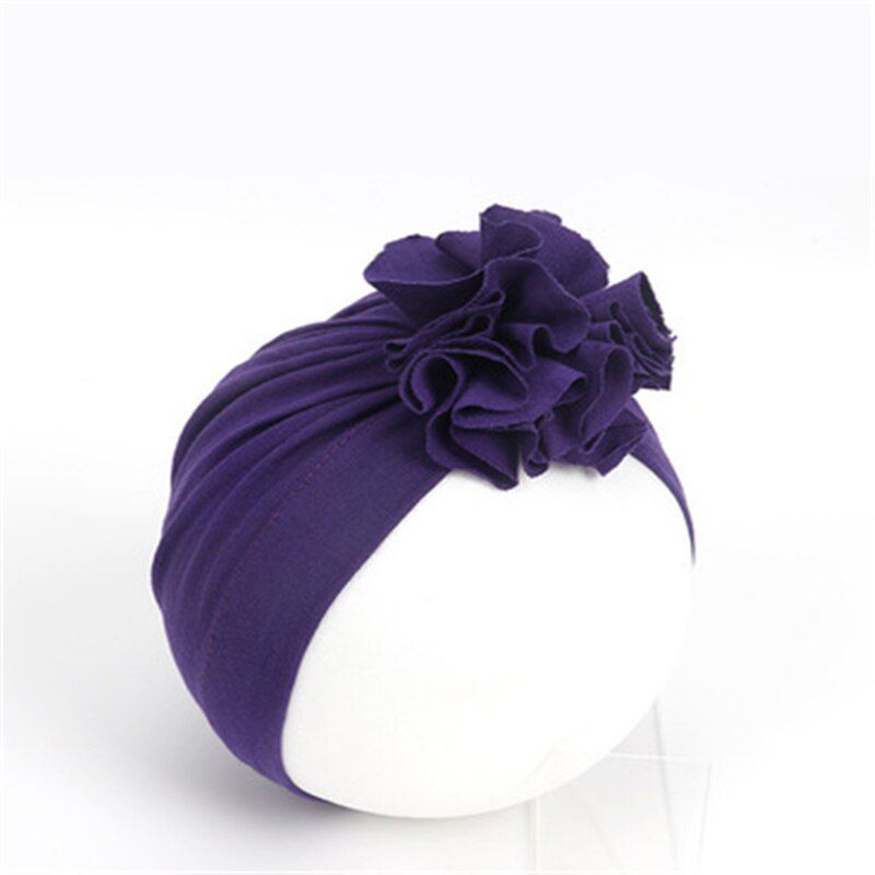 Fashion Flower Baby Hat Newborn Elastic Baby Turban Hats for Girls 10 Colors Cotton Infant Beanie Cap