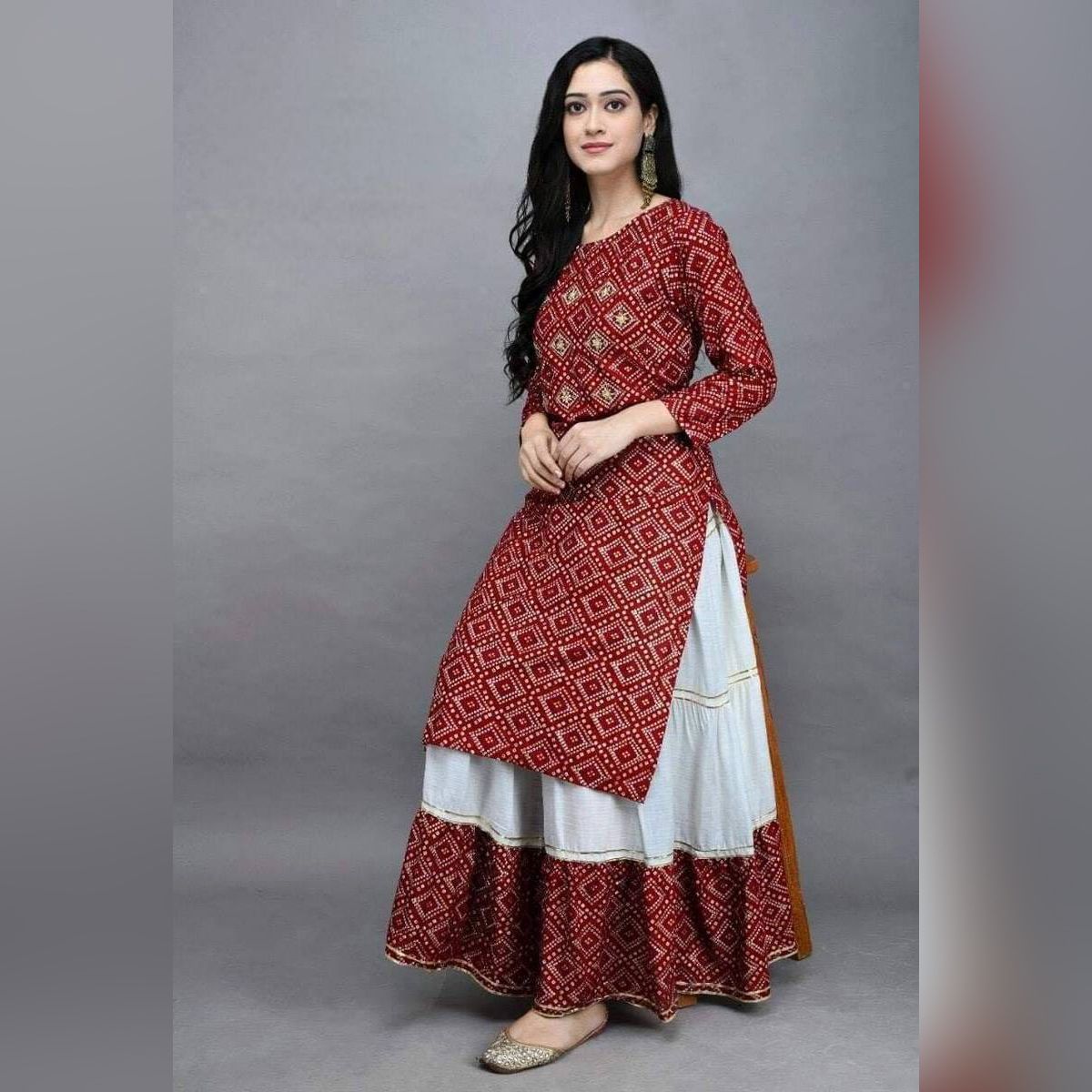 Latest & Glamour Design High Quality Printed With Dollar Work Readymade Skirt & Unstitched Kameez for Woman-4
