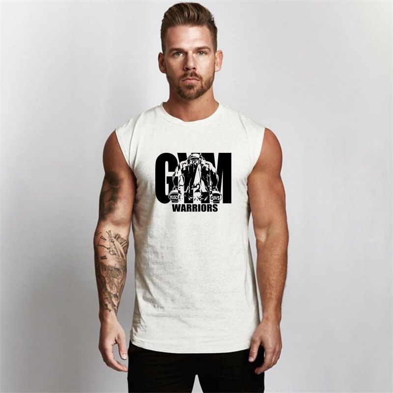 Gym TaTop Mens Fitness Clothing Compression Vest Cotton Bodybuilding Stringer Tanktop Muscle Singlet Workout Sleeveless Shirt