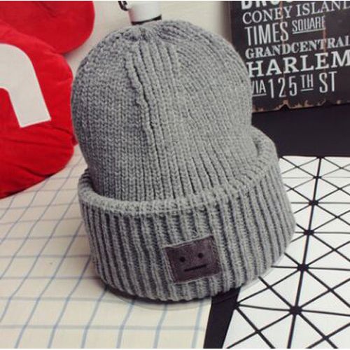 XEONGKVI Korean Square Smiling Face Knitted Caps Autumn Winter Brand Skullies Beanies Lovers Hats For Women And Men 4 Colors