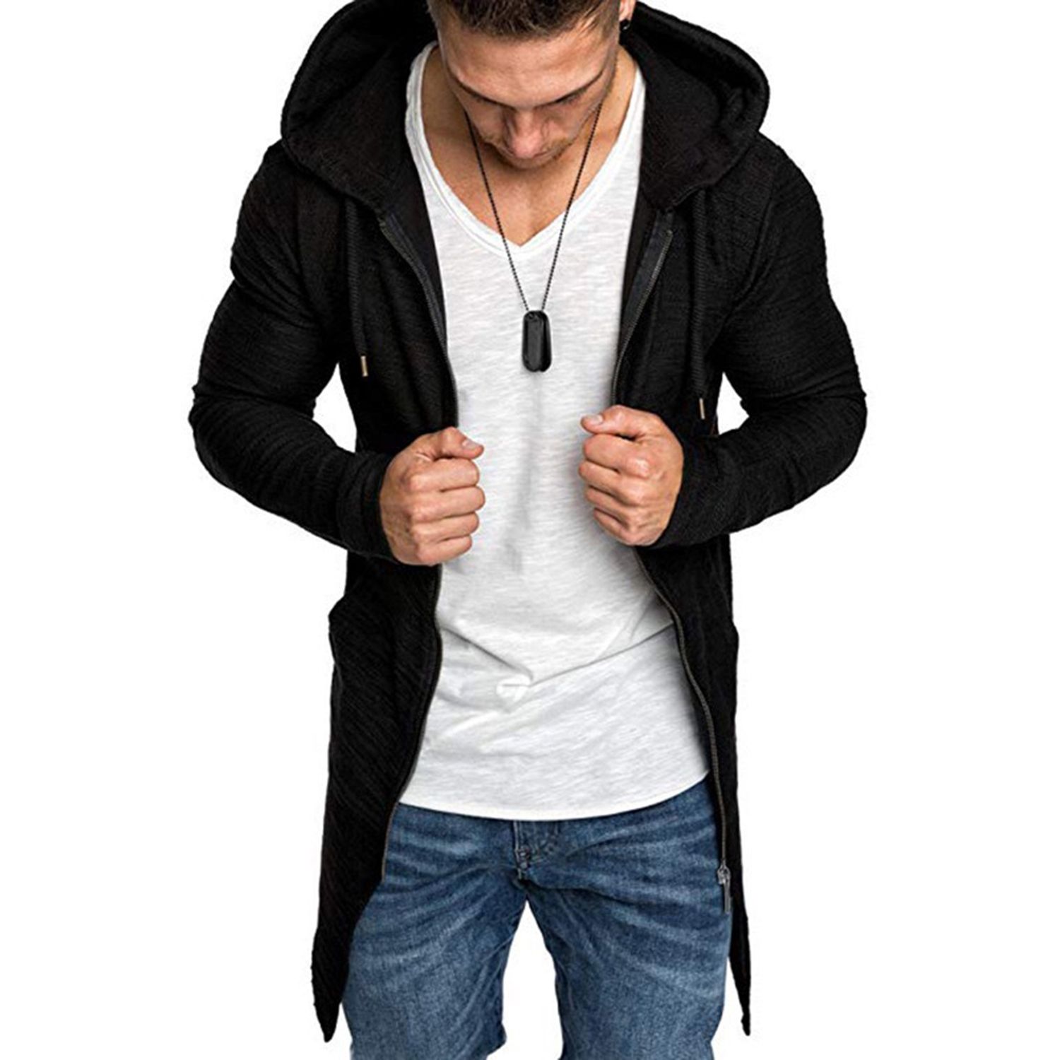 Midi Jacket Long Sleeve Pure Color Mid-length Coat