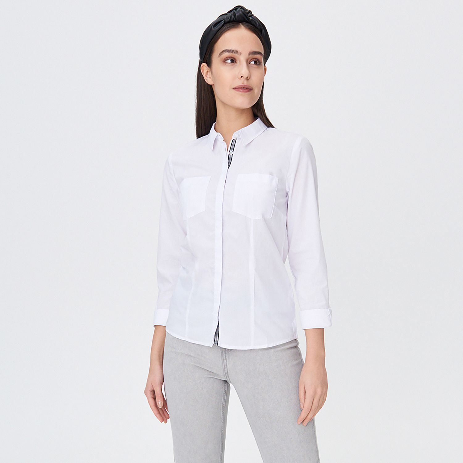 Cotton Long Sleeve Ladies Classic Shirt (W/W-STRIPE/SNSY/CT-11)