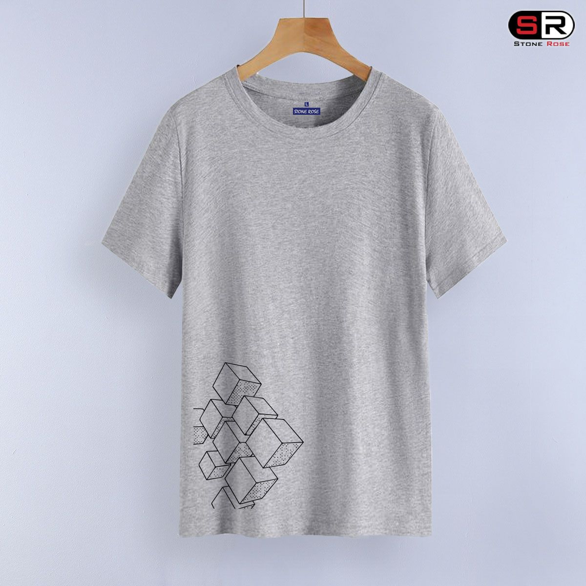 Boxes Design Exclusive Short Sleeve Cotton T-Shirts For Men  - 17300T