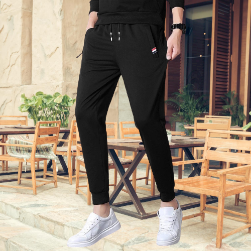 Premium Quality Black Cotton Joggers for Men.